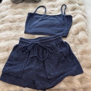 Navy Blue Terry Cloth Set